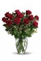 A dozen red roses in vase